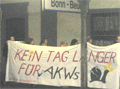 Aktion der Anti-Atom-Gruppe Bonn im Beueler Bahnhof
